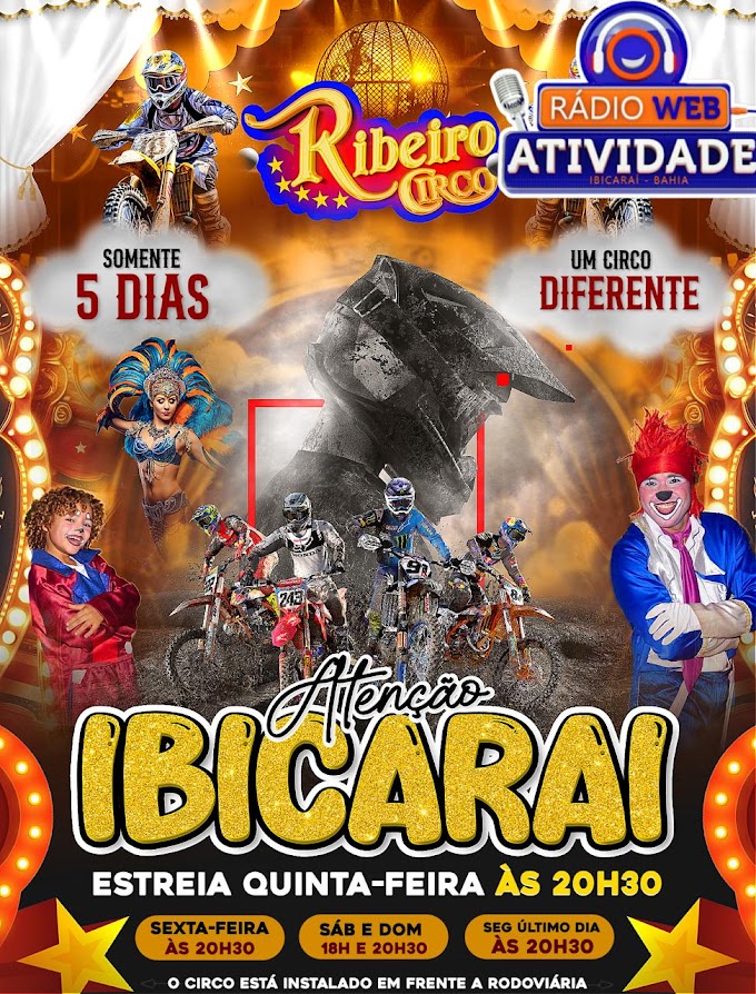 RIBEIRO CIRCO - 🤡ESSE ESPETÁCULO PRA VOCÊ NÃO PODE PERDER.🗓️ SUPER ESTRÉIA 14/03 AS 20H30! 📍 INSTALADO LUXUOSAMENTE EM FRENTE A RODOVIÁRIA. APOIO RADIO WEB ATIVIDADE